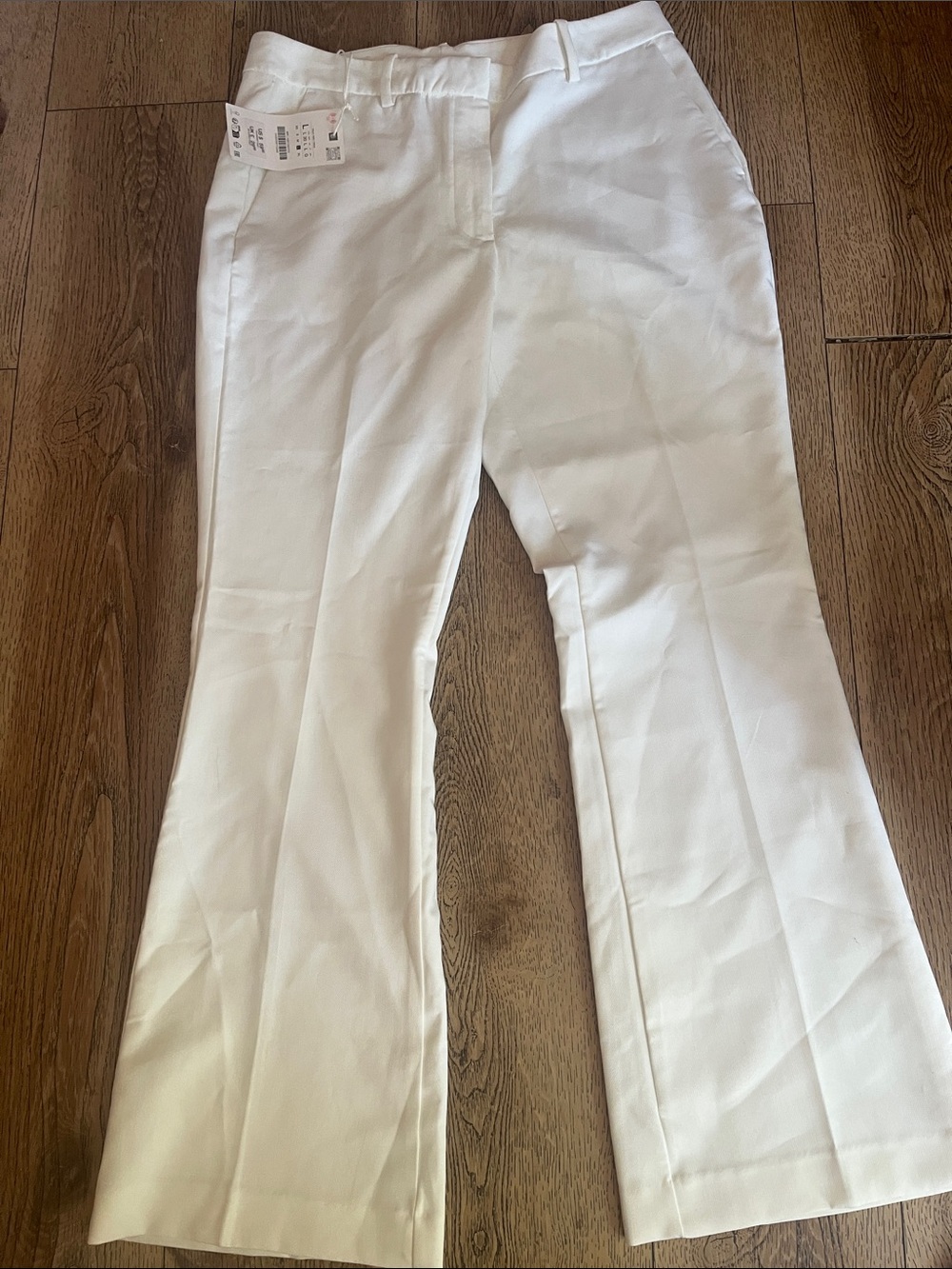Zara White High-Rise Straight-Leg Trousers